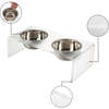 Keaton Modern Acrylic Rectangular Elevated Pet Feeder with 2 Stainless Steel Bowls, Moon White/Chrome - Pet Bowls & Feeders - 4