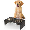 Keaton Modern Acrylic Rectangular Elevated Pet Feeder with 2 Stainless Steel Bowls, Dark Gray/Chrome - Pet Bowls & Feeders - 3