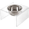 Keaton Modern Acrylic Rectangular Elevated Pet Feeder with 1 Stainless Steel Bowl, Clear/Chrome - Pet Bowls & Feeders - 1 - thumbnail