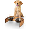 Keaton Modern Acrylic Rectangular Elevated Pet Feeder with 2 Stainless Steel Bowls, Amber/Chrome - Pet Bowls & Feeders - 3 - thumbnail