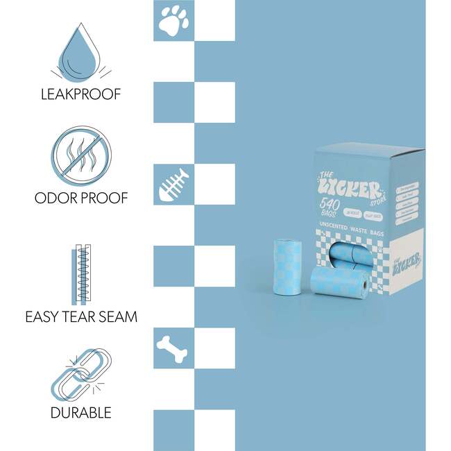 The Licker Store 13 in. x 9 in. Extra Thick Leak Proof Unscented Dog Poop Bags, Blue (540 Count, 36 Rolls) - Poop Bags & Dispensers - 4