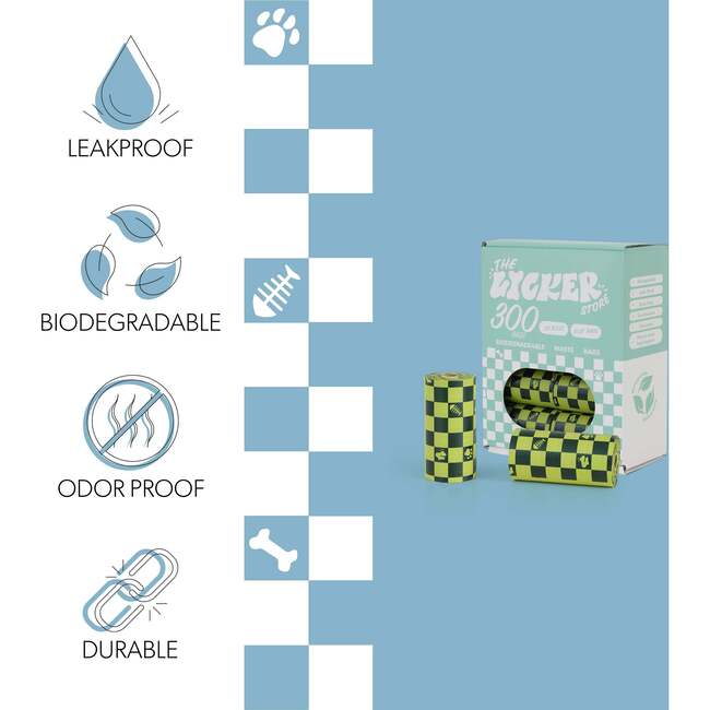 The Licker Store 13 in. x 9 in. Extra Thick Leak Proof Unscented Biodegradable Dog Poop Bags, Green (300 Count, 20 Rolls) - Poop Bags & Dispensers - 3