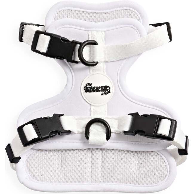Arlo Adjustable Soft Padded No Pull Pet Harness with 3 Buckles and 3 Leash Clips, White