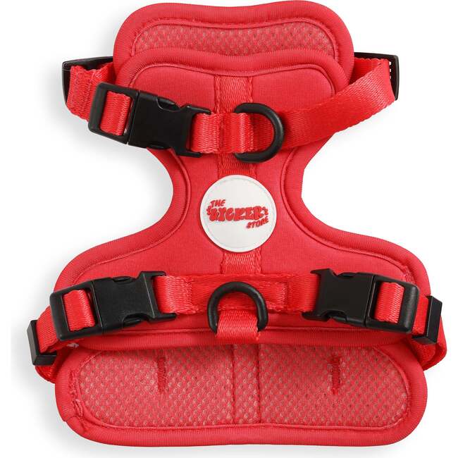 Arlo Adjustable Soft Padded No Pull Pet Harness with 3 Buckles and 3 Leash Clips, Red