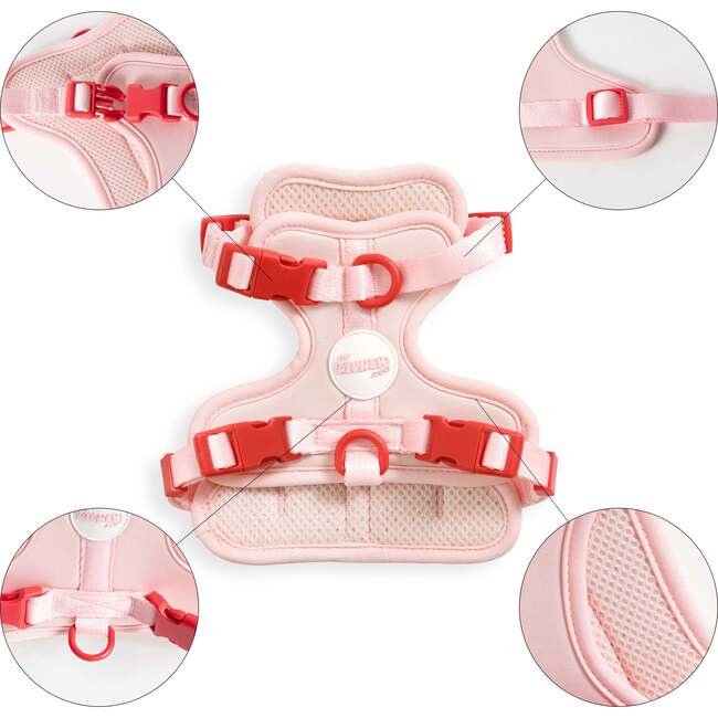 Arlo Adjustable Soft Padded No Pull Pet Harness with 3 Buckles and 3 Leash Clips, Pink - Collars, Leashes & Harnesses - 4