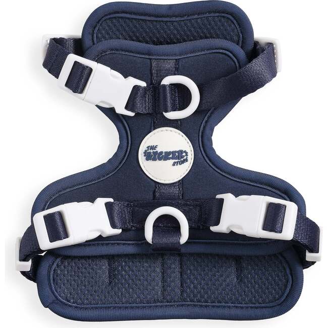 Arlo Adjustable Soft Padded No Pull Pet Harness with 3 Buckles and 3 Leash Clips, Navy
