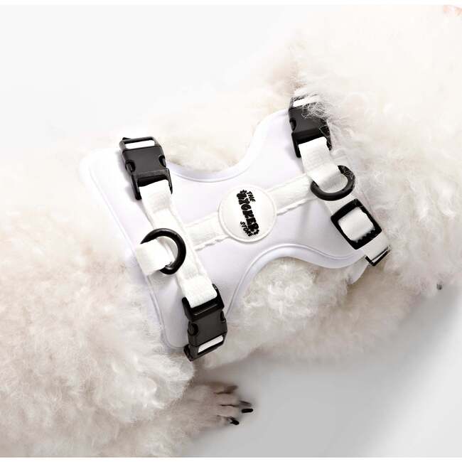 Arlo Adjustable Soft Padded No Pull Pet Harness with 3 Buckles and 3 Leash Clips, White - Collars, Leashes & Harnesses - 3