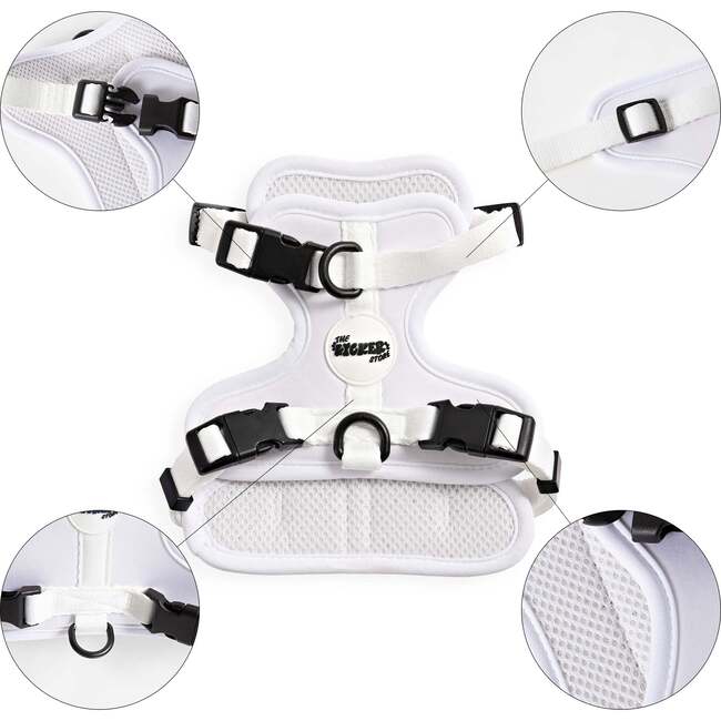 Arlo Adjustable Soft Padded No Pull Pet Harness with 3 Buckles and 3 Leash Clips, White - Collars, Leashes & Harnesses - 4
