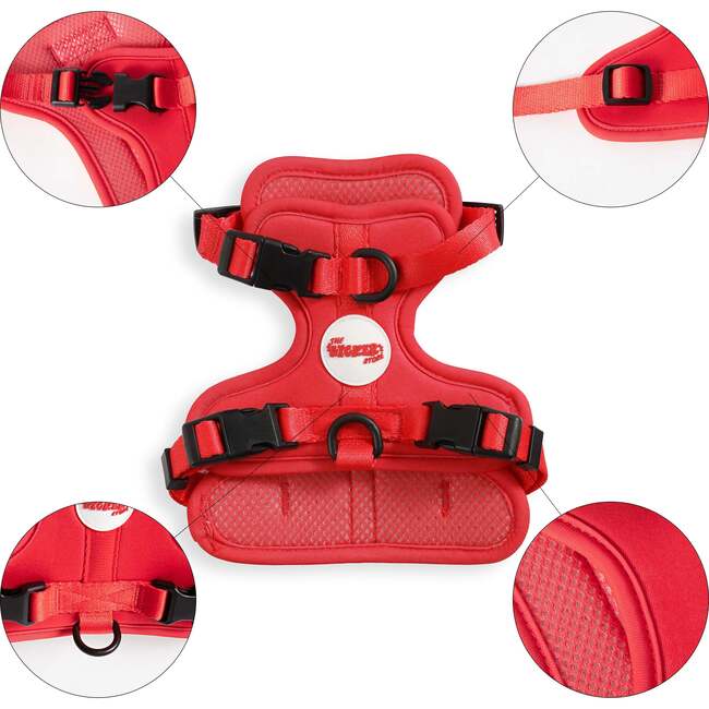 Arlo Adjustable Soft Padded No Pull Pet Harness with 3 Buckles and 3 Leash Clips, Red - Collars, Leashes & Harnesses - 4