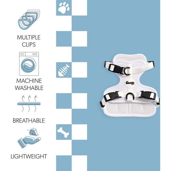 Arlo Adjustable Soft Padded No Pull Pet Harness with 3 Buckles and 3 Leash Clips, White - Collars, Leashes & Harnesses - 5