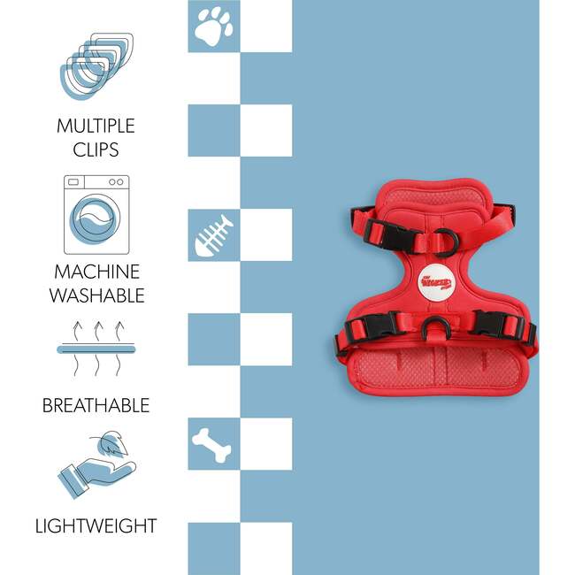 Arlo Adjustable Soft Padded No Pull Pet Harness with 3 Buckles and 3 Leash Clips, Red - Collars, Leashes & Harnesses - 5
