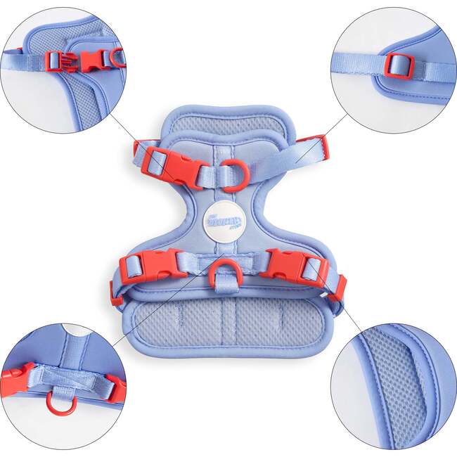 Arlo Adjustable Soft Padded No Pull Pet Harness with 3 Buckles and 3 Leash Clips, Periwinkle - Collars, Leashes & Harnesses - 4