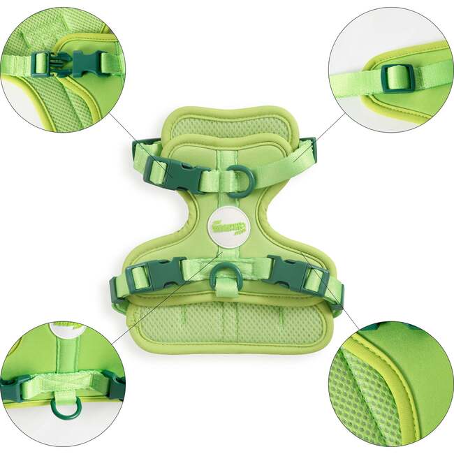 Arlo Adjustable Soft Padded No Pull Pet Harness with 3 Buckles and 3 Leash Clips, Light Green - Collars, Leashes & Harnesses - 4
