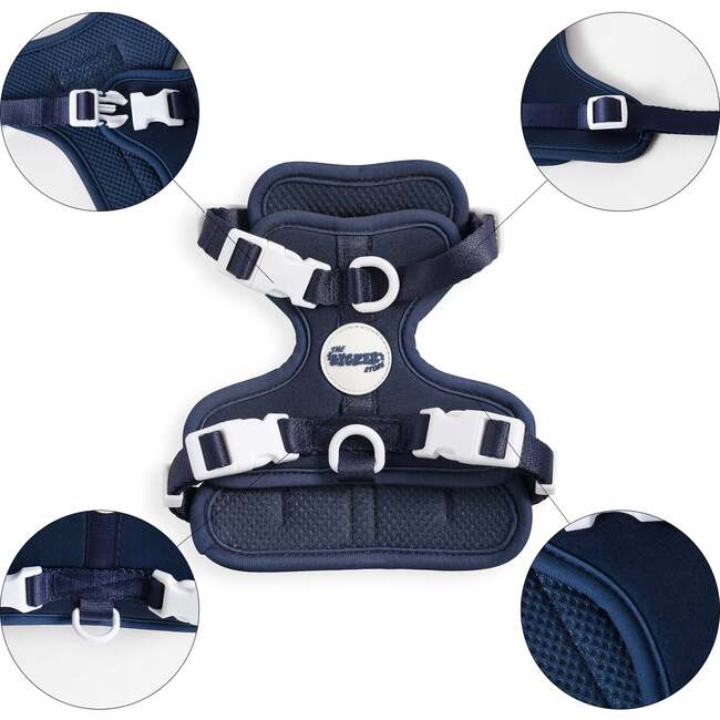 Arlo Adjustable Soft Padded No Pull Pet Harness with 3 Buckles and 3 Leash Clips, Navy - Collars, Leashes & Harnesses - 4