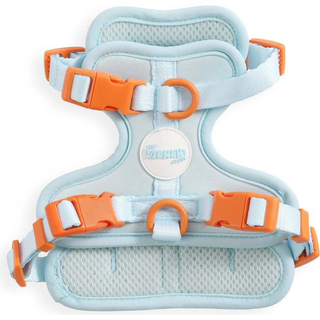 Arlo Adjustable Soft Padded No Pull Pet Harness with 3 Buckles and 3 Leash Clips, Light Blue