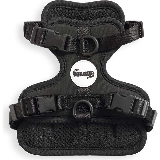 Arlo Adjustable Soft Padded No Pull Pet Harness with 3 Buckles and 3 Leash Clips, Black