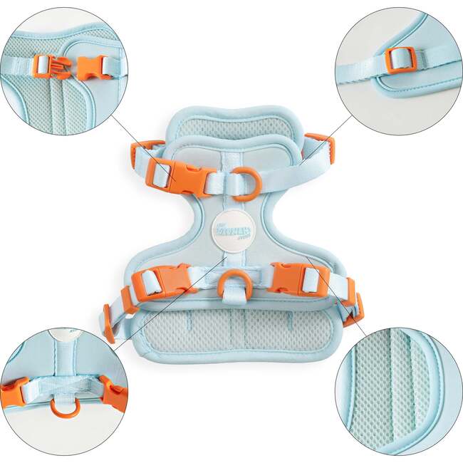 Arlo Adjustable Soft Padded No Pull Pet Harness with 3 Buckles and 3 Leash Clips, Light Blue - Collars, Leashes & Harnesses - 4