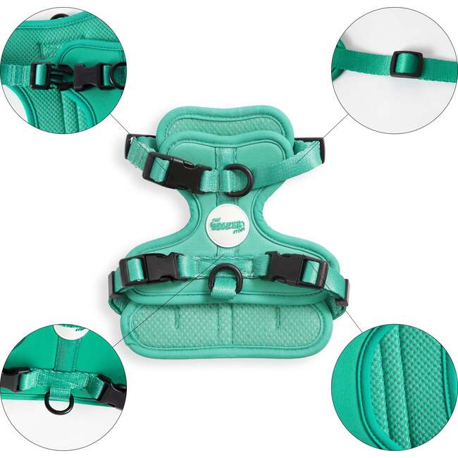 Arlo Adjustable Soft Padded No Pull Pet Harness with 3 Buckles and 3 Leash Clips, Emerald - Collars, Leashes & Harnesses - 4