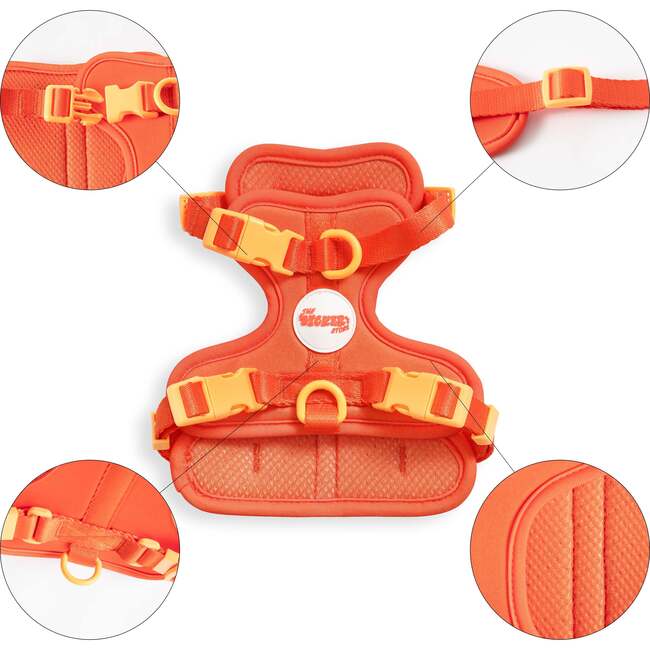 Arlo Adjustable Soft Padded No Pull Pet Harness with 3 Buckles and 3 Leash Clips, Dark Orange - Collars, Leashes & Harnesses - 4