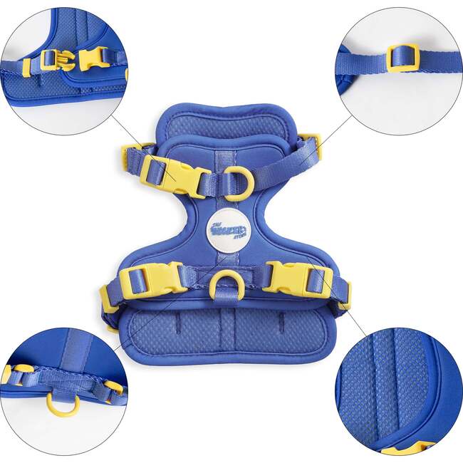 Arlo Adjustable Soft Padded No Pull Pet Harness with 3 Buckles and 3 Leash Clips, Dark Blue - Collars, Leashes & Harnesses - 4