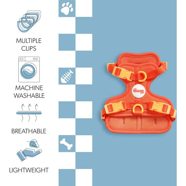 Arlo Adjustable Soft Padded No Pull Pet Harness with 3 Buckles and 3 Leash Clips, Dark Orange - Collars, Leashes & Harnesses - 5