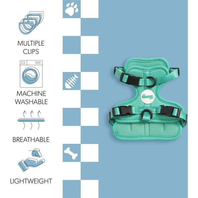 Arlo Adjustable Soft Padded No Pull Pet Harness with 3 Buckles and 3 Leash Clips, Emerald - Collars, Leashes & Harnesses - 5