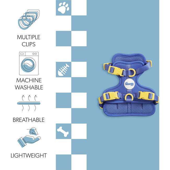 Arlo Adjustable Soft Padded No Pull Pet Harness with 3 Buckles and 3 Leash Clips, Dark Blue - Collars, Leashes & Harnesses - 5