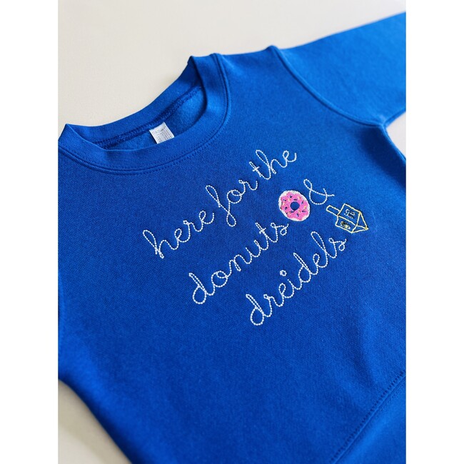 Donuts & Dreidels Baby + Little Kid Hanukkah Sweatshirt, Blue