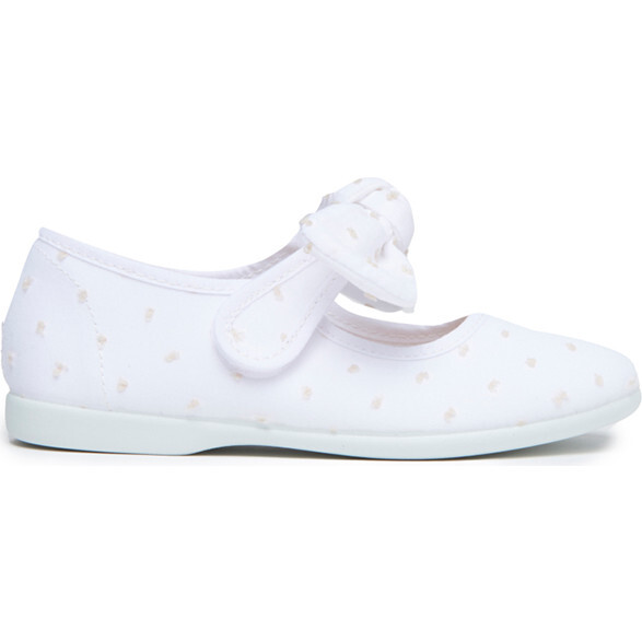 Laura Canvas Swiss-Dot Mary Janes, White