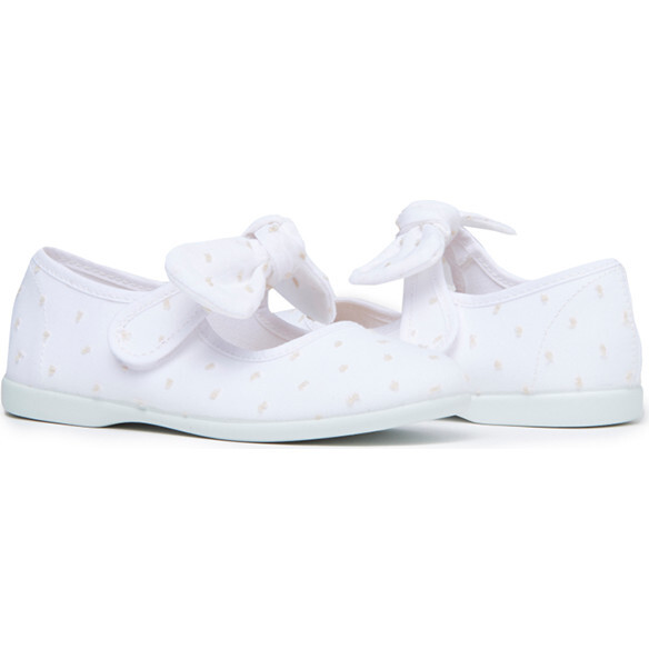 Laura Canvas Swiss-Dot Mary Janes, White - Mary Janes - 3