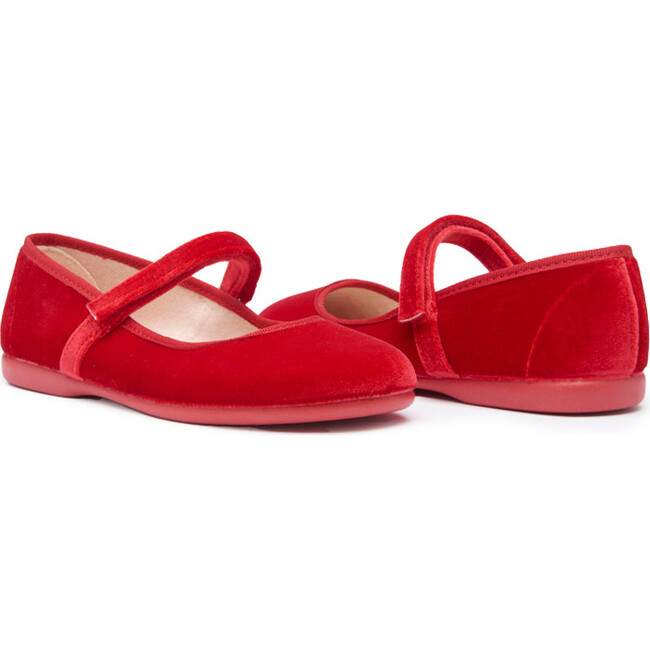 Cassie Velvet Mary Janes, Red