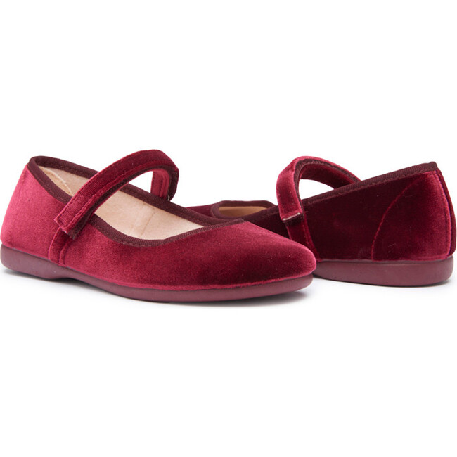 Cassie Velvet Mary Janes, Burgundy