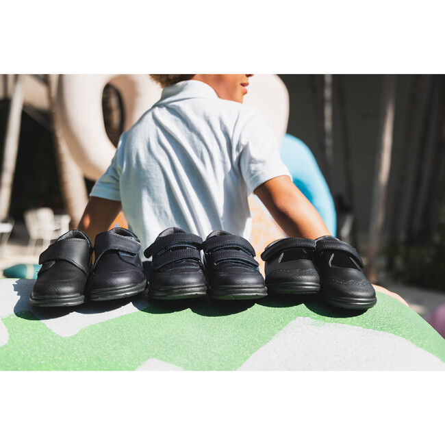 School Treated Leather Mary Jane Shoes, Black