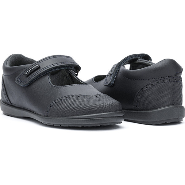 Claudia School Treated Leather Mary Janes, Navy
