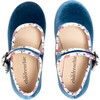 Floral Velvet Mary Janes, Blue - Mary Janes - 3 - thumbnail
