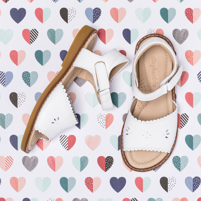 Classic Sandal with Scallop, White - Sandals - 4