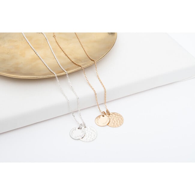 Personalized Hammered Double Disc Necklace, Sterling Silver - Necklaces - 3