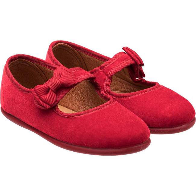 Velvet Bow Mary Jane, Red