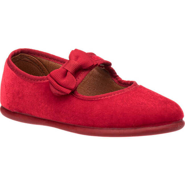Velvet Bow Mary Jane, Red