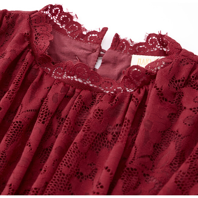 Rosella Lace Sleeve Mini Dress, Red - Dresses - 3