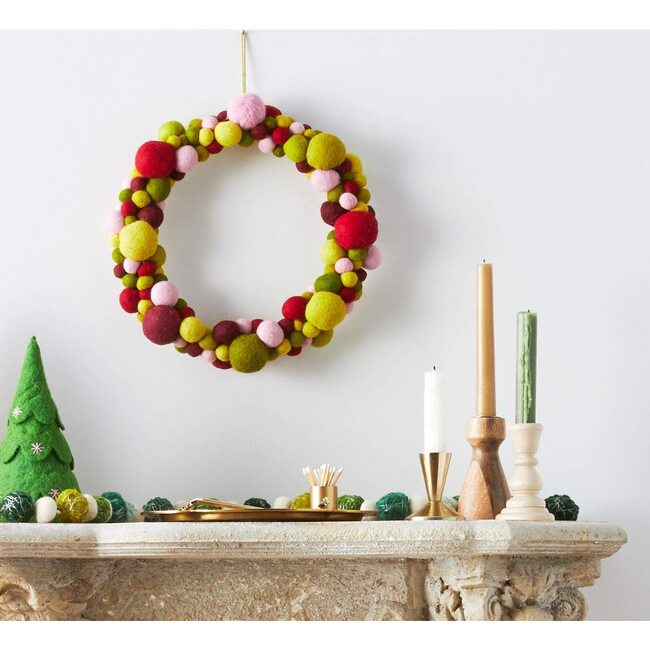 Handmade Ball Wreath, Red/Green Multi