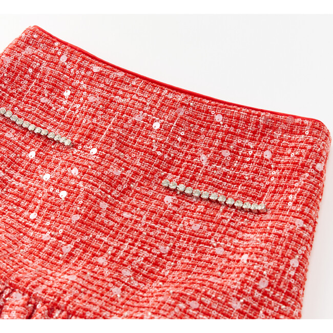 Odelia Tweed Mini Skirt, Red - Skirts - 3