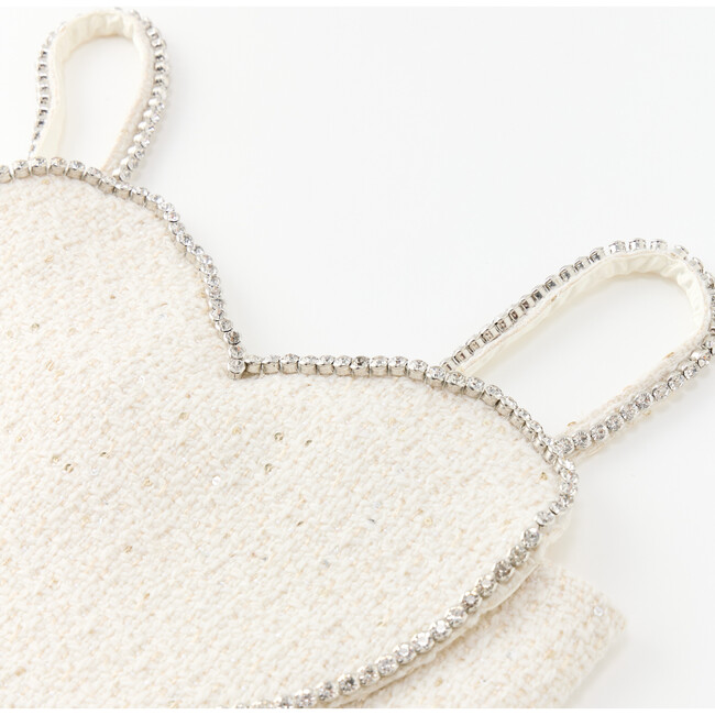 Odelia Heart-Shaped Tweed Top, Creme - T-Shirts - 3