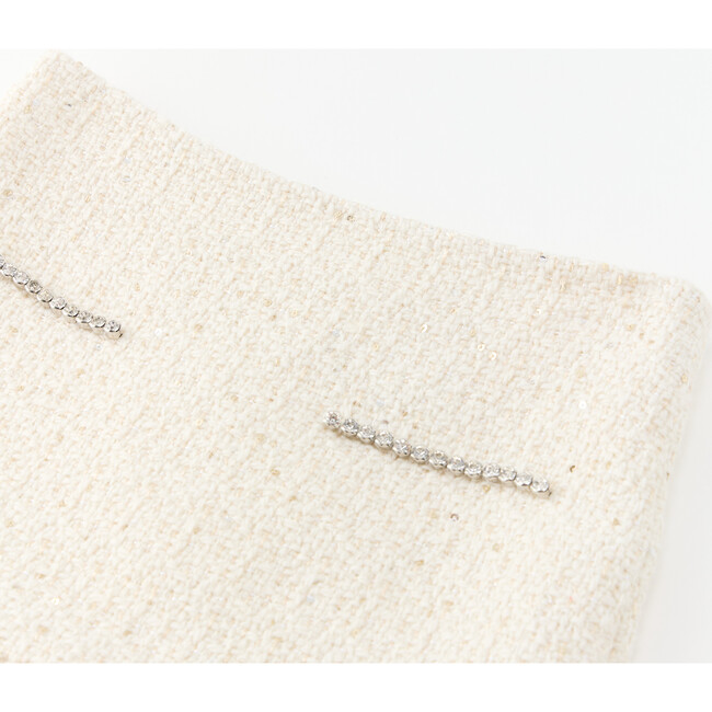 Odelia Tweed Mini Skirt, Creme - Skirts - 3
