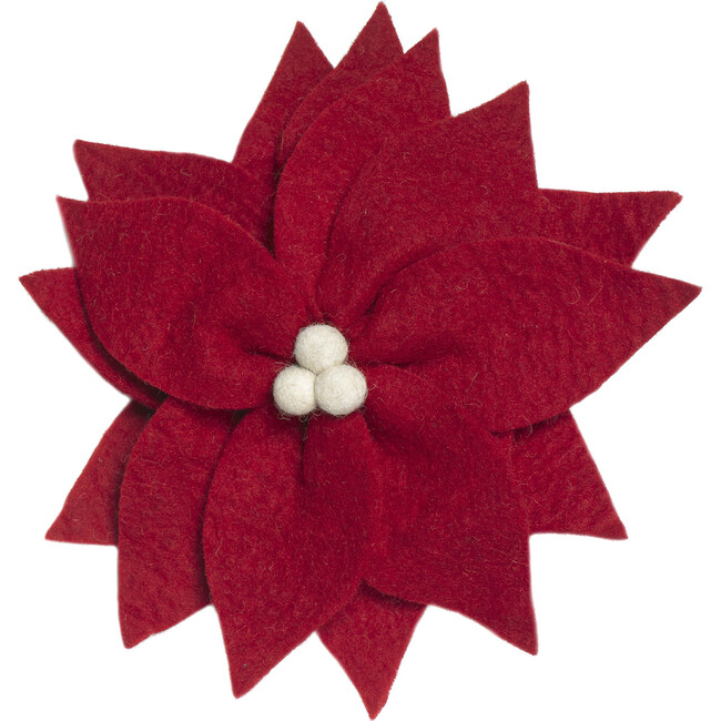 Handmade Hand Felted Wool Christmas Tree Topper - Red Poinsettia