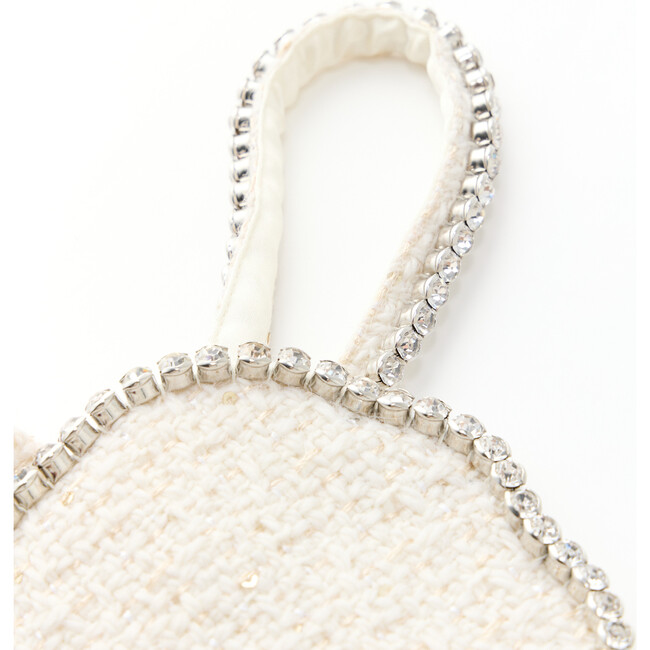 Odelia Heart-Shaped Tweed Top, Creme - T-Shirts - 4