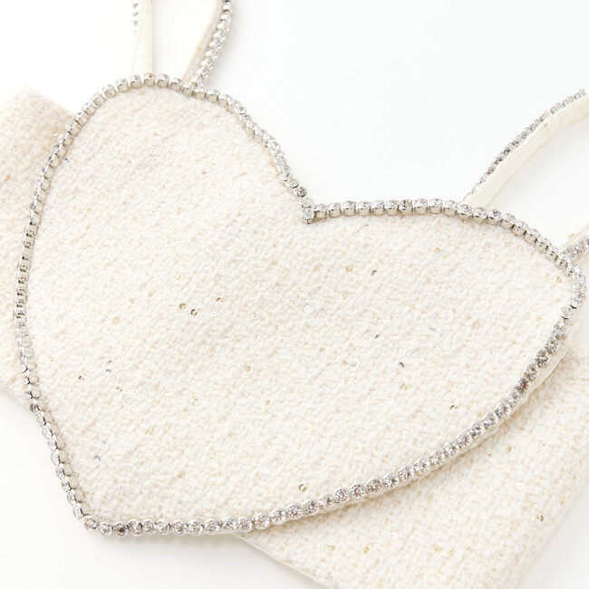 Odelia Heart-Shaped Tweed Top, Creme - T-Shirts - 5