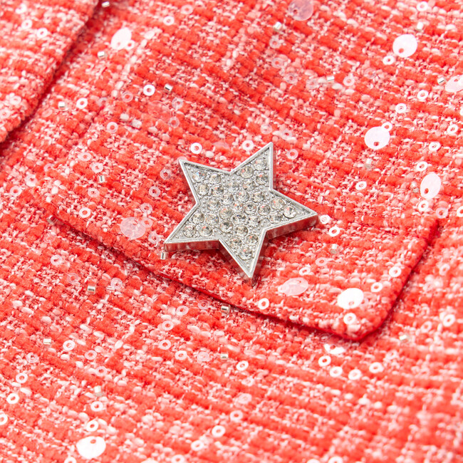 Odelia Tweed Jacket, Red - Jackets - 5