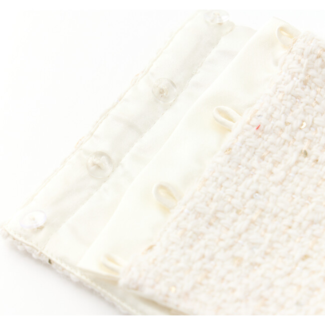 Odelia Heart-Shaped Tweed Top, Creme - T-Shirts - 6