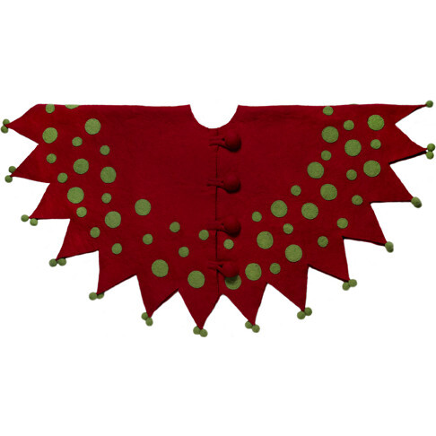 Handmade Felt Christmas Tree Skirt - Jester in Red and Green - 60" - Tree Skirts - 1
